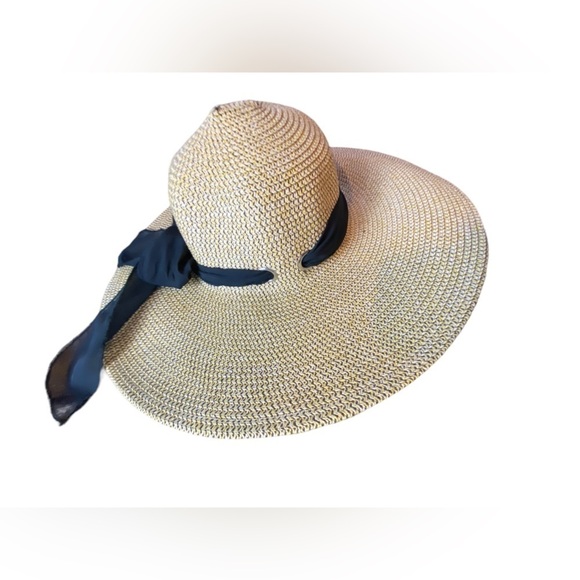 Wide Brim Natural Paper Sun Hat Women's 57 CM Medium - Picture 1 of 14